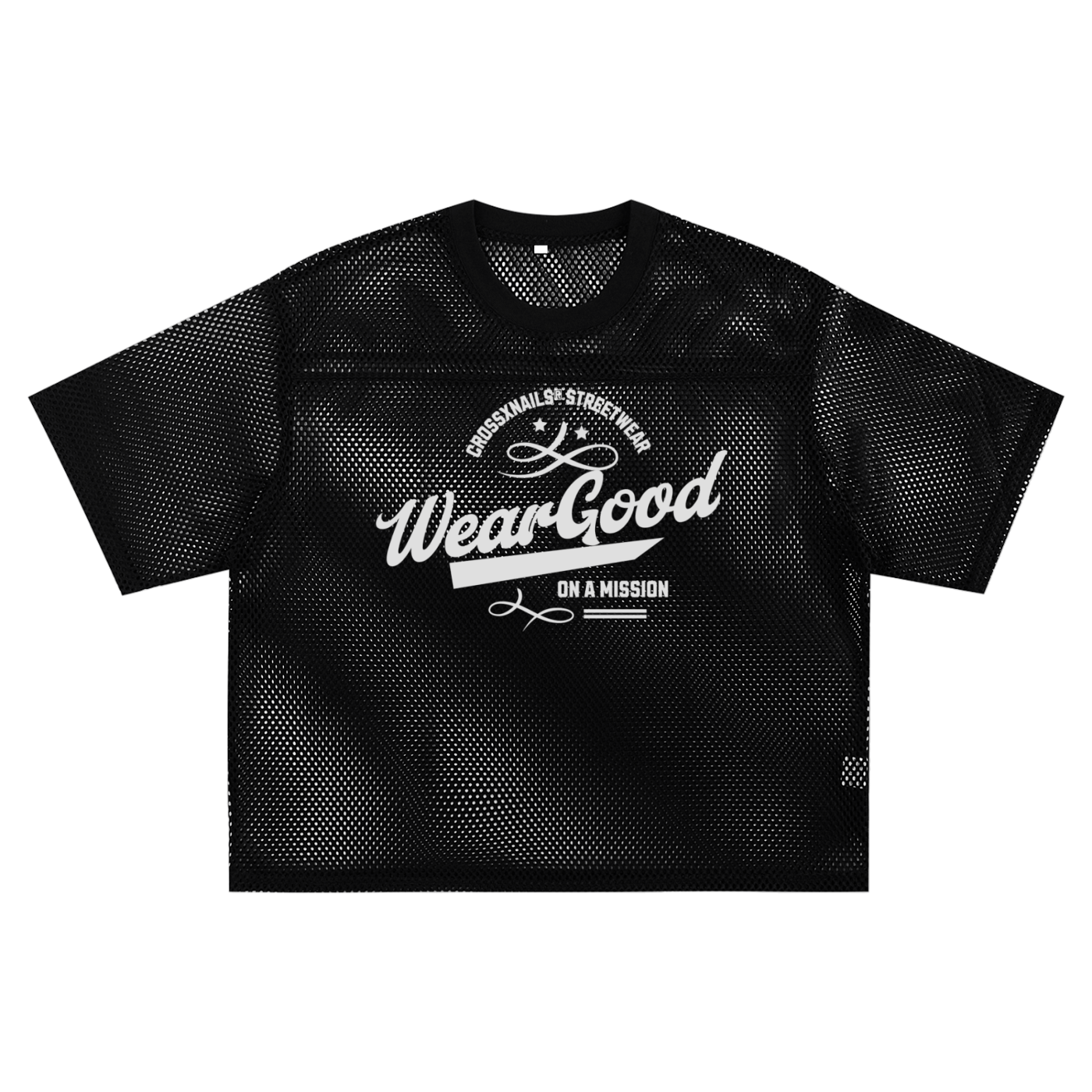WearXGood Boxy Net T-Shirt - Unisex Streetwear, Breathable Mesh, Casual Fit - Crossxnails Weargood