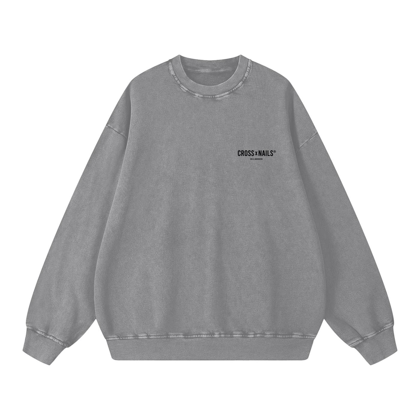 Acid Wash Oversize Sweatshirt - 360 GSM - Crossxnails Weargood