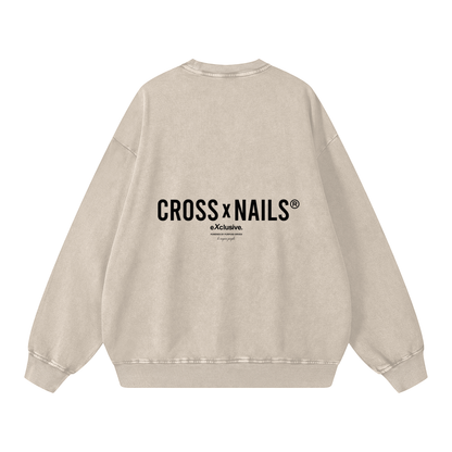 Acid Wash Oversize Sweatshirt - 360 GSM - Crossxnails Weargood