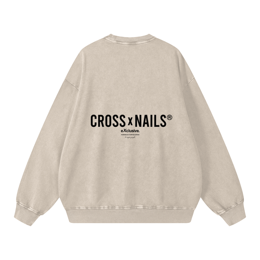 Acid Wash Oversize Sweatshirt - 360 GSM - Crossxnails Weargood
