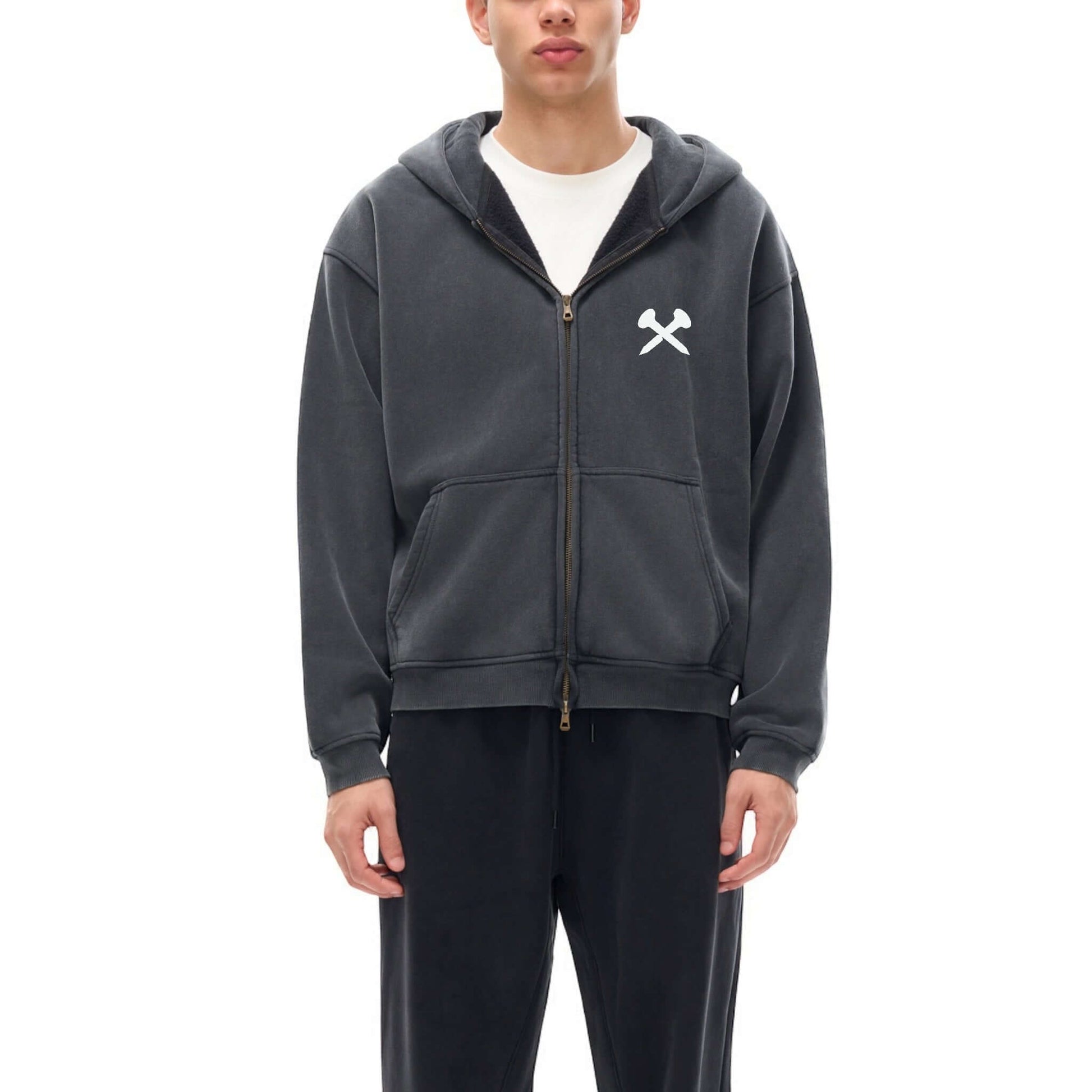 OFF THE CROSS Zip-Up Boxy Hoodie