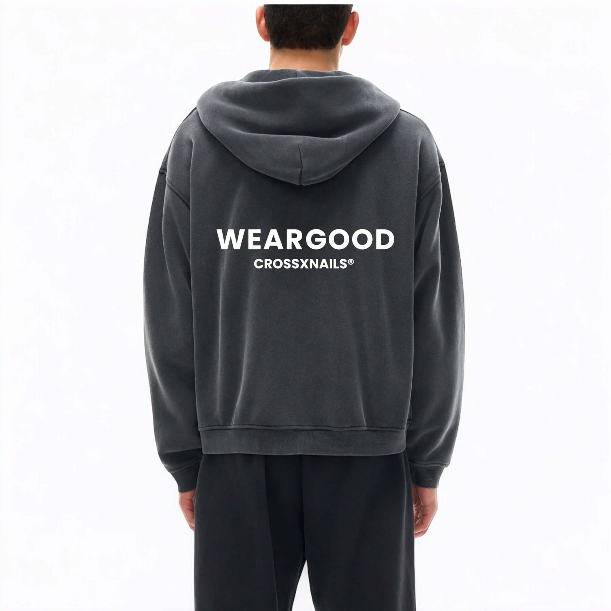 OFF THE CROSS Zip-Up Boxy Hoodie