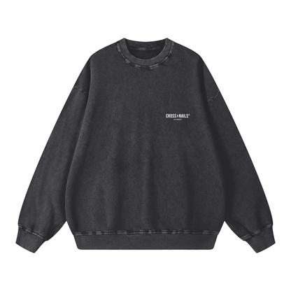 Acid Wash Oversize Sweatshirt - 360 GSM - Crossxnails Weargood