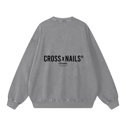 Acid Wash Oversize Sweatshirt - 360 GSM - Crossxnails Weargood