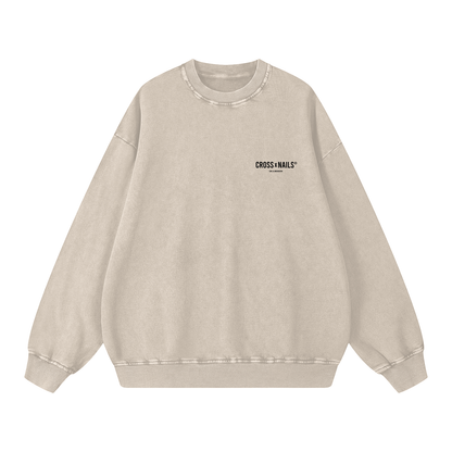 Acid Wash Oversize Sweatshirt - 360 GSM - Crossxnails Weargood