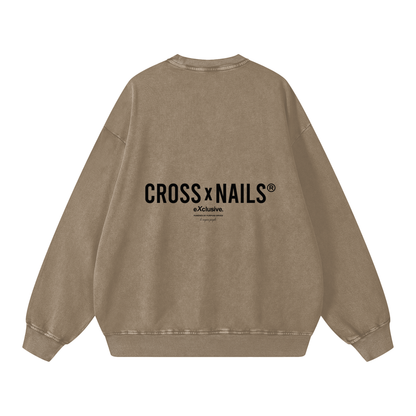 Acid Wash Oversize Sweatshirt - 360 GSM - Crossxnails Weargood