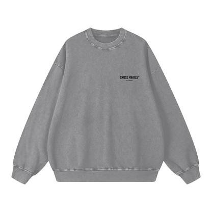 Acid Wash Oversize Sweatshirt - 360 GSM - Crossxnails Weargood