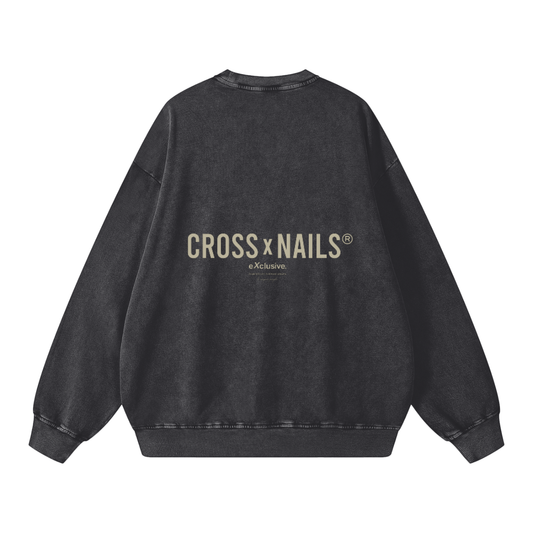 Acid Wash Oversize Sweatshirt - 360 GSM - Crossxnails Weargood